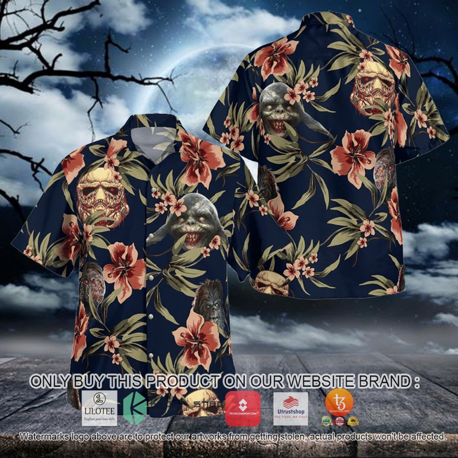 star war spooky stormtrooper yoda hibiscus hawaiian shirt 1 15872