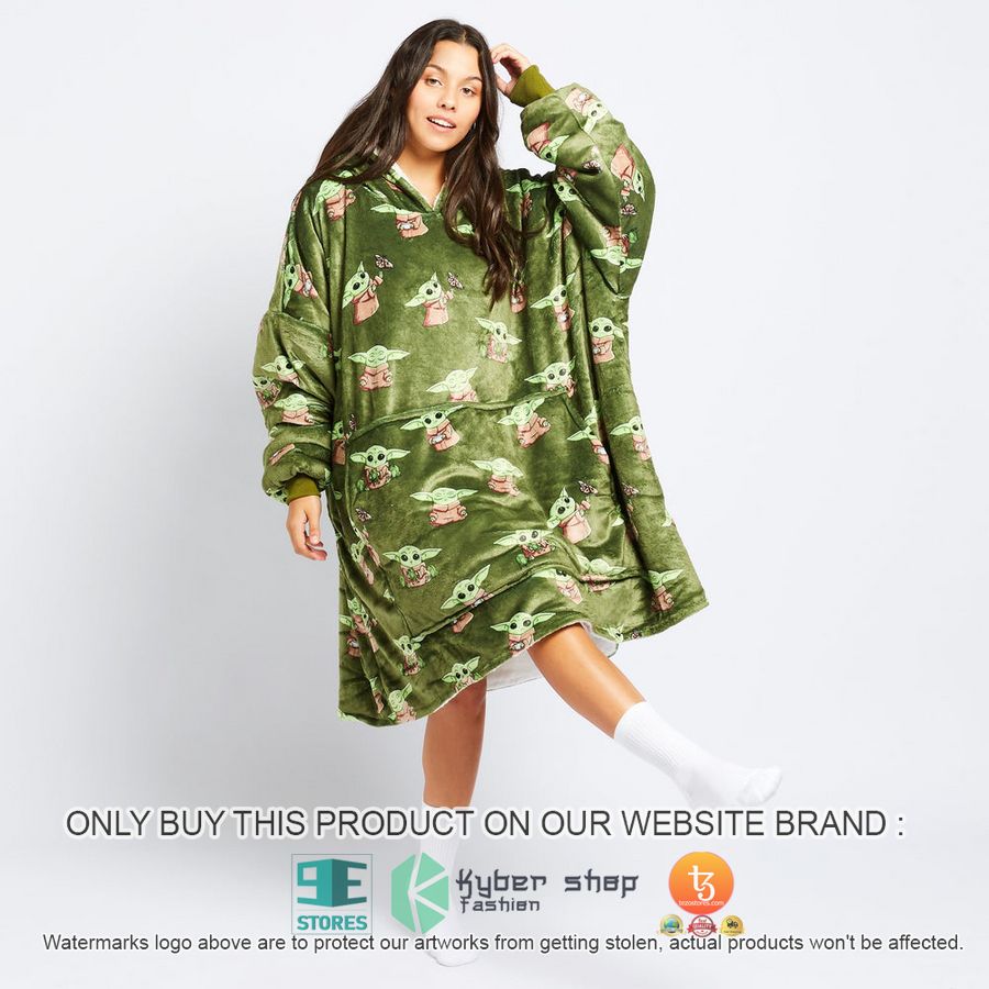 NEW Star Wars Baby Yoda In Spaceship green Fleece Hoodie Blanket 3 star wars baby yoda in spaceship green sherpa hoodie blanket 3 27562