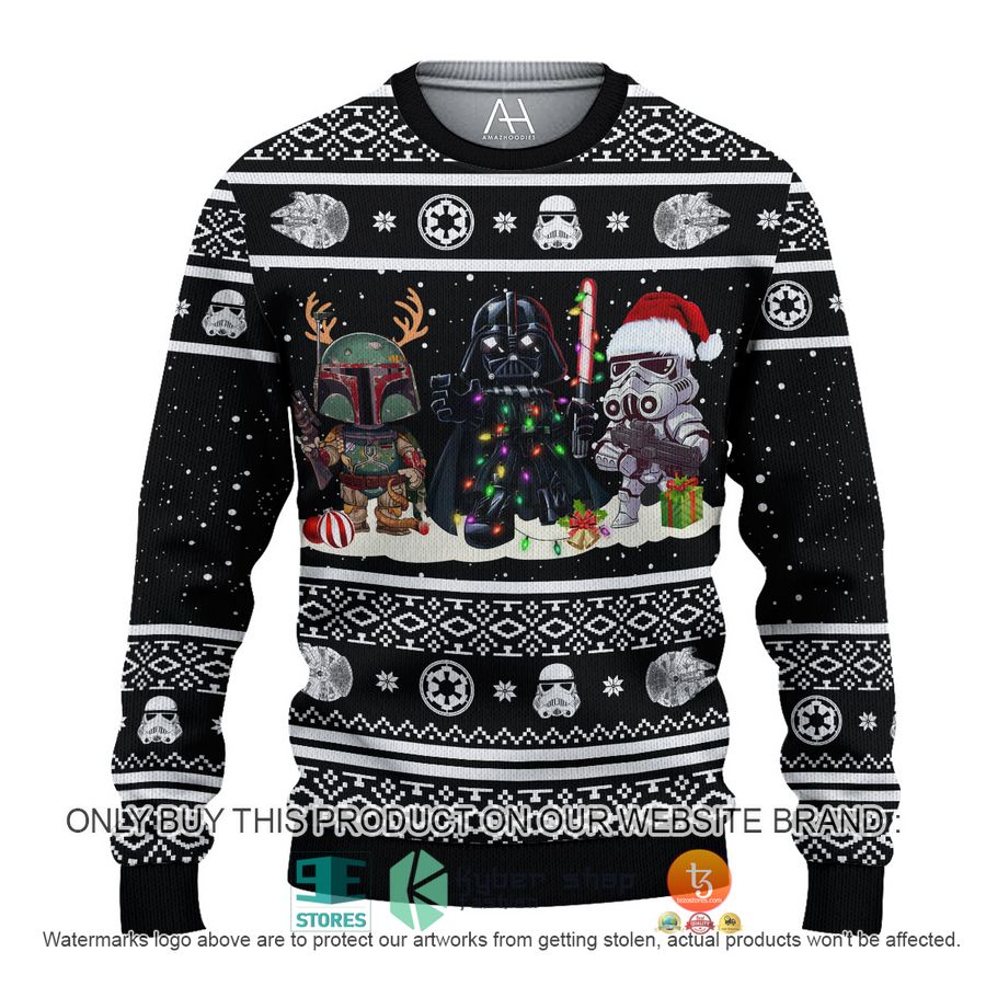 HOT Star Wars Darth Vader Boba Fett Stormtrooper Cartoon Christmas Shirt, Hoodie 2 star wars darth vader boba fett stormtrooper cartoon christmas all over printed shirt hoodie 2 58247