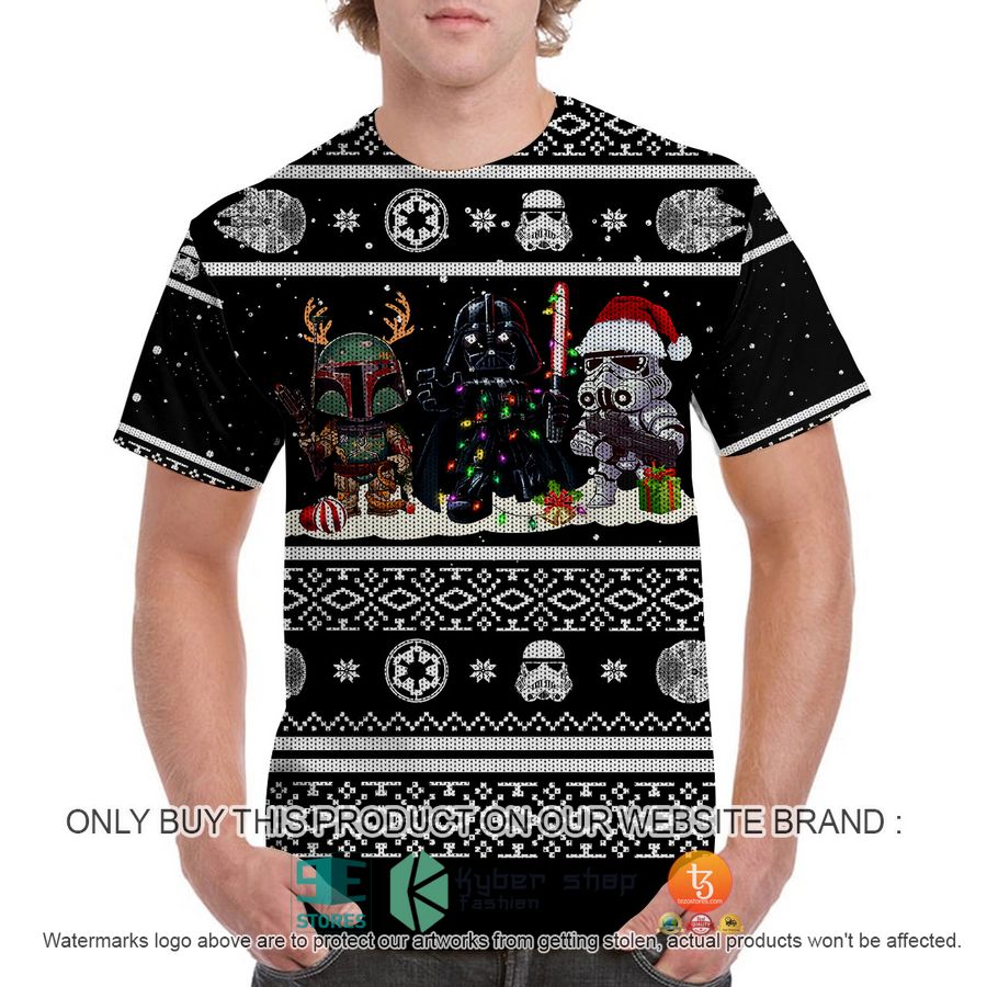 HOT Star Wars Darth Vader Boba Fett Stormtrooper Cartoon Christmas Shirt, Hoodie 3 star wars darth vader boba fett stormtrooper cartoon christmas all over printed shirt hoodie 3 33161