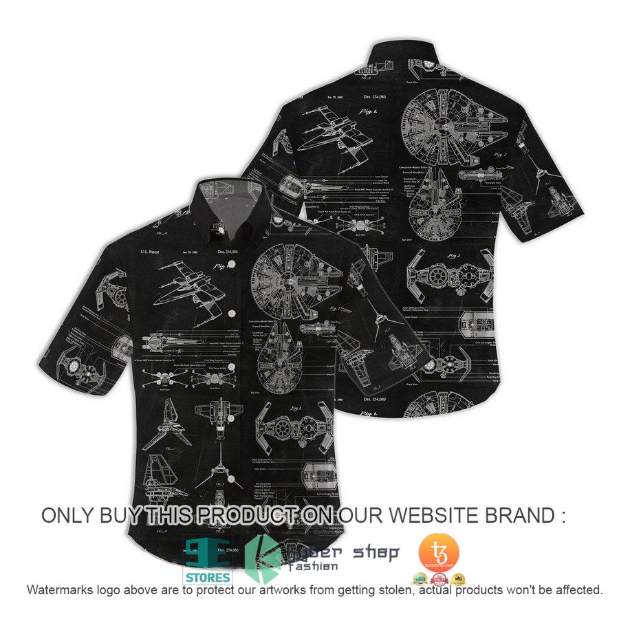 star wars patent black hawaiian shirt 1 30120