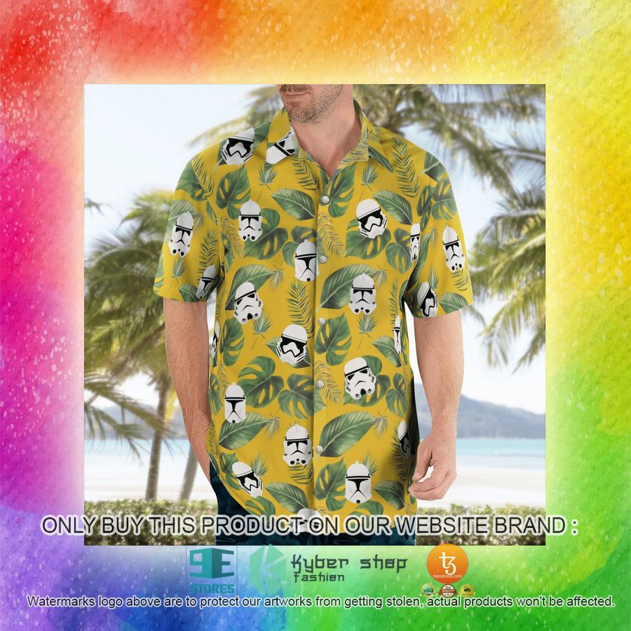 stormtrooper face tropical leaves hawaiian shirt shorts 16 93493