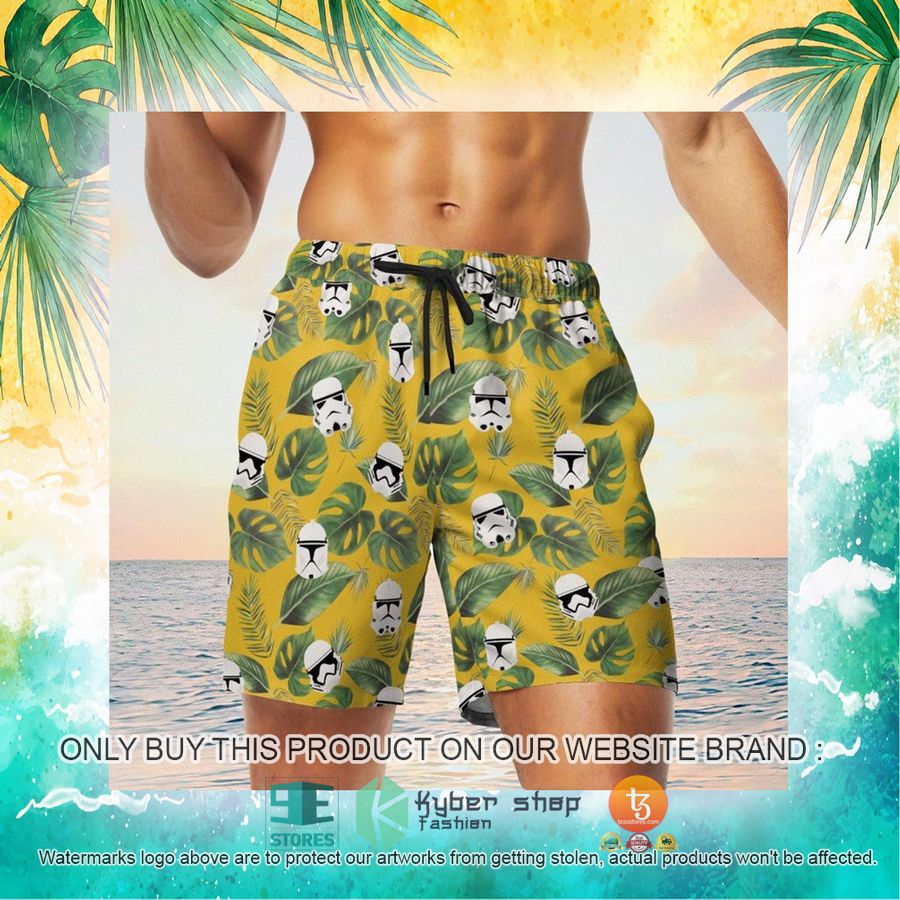 stormtrooper face tropical leaves hawaiian shirt shorts 23 57200