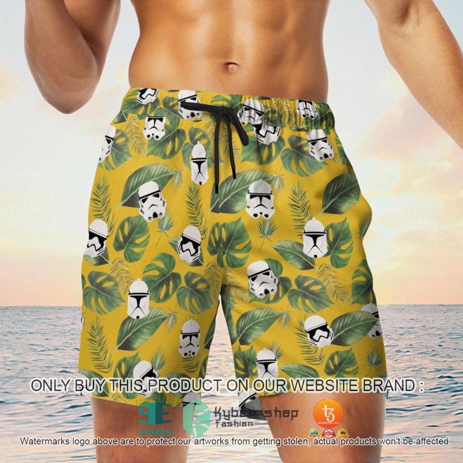 stormtrooper face tropical leaves hawaiian shirt shorts 5 27814