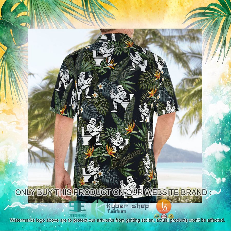 stormtrooper reading on the toilet tropical leaves hawaiian shirt shorts 17 73980