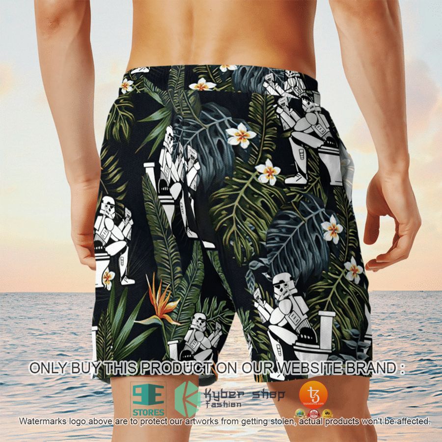 stormtrooper reading on the toilet tropical leaves hawaiian shirt shorts 4 34551