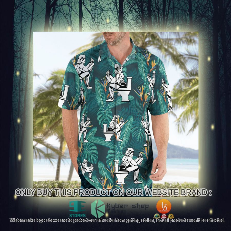 stormtrooper toilet tropical leaves hawaiian shirt shorts 10 87072