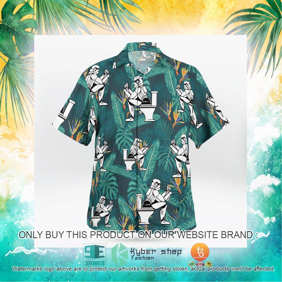 NEW Stormtrooper Toilet Tropical Leaves Hawaii Shirt, Shorts 19 stormtrooper toilet tropical leaves hawaiian shirt shorts 19 22618