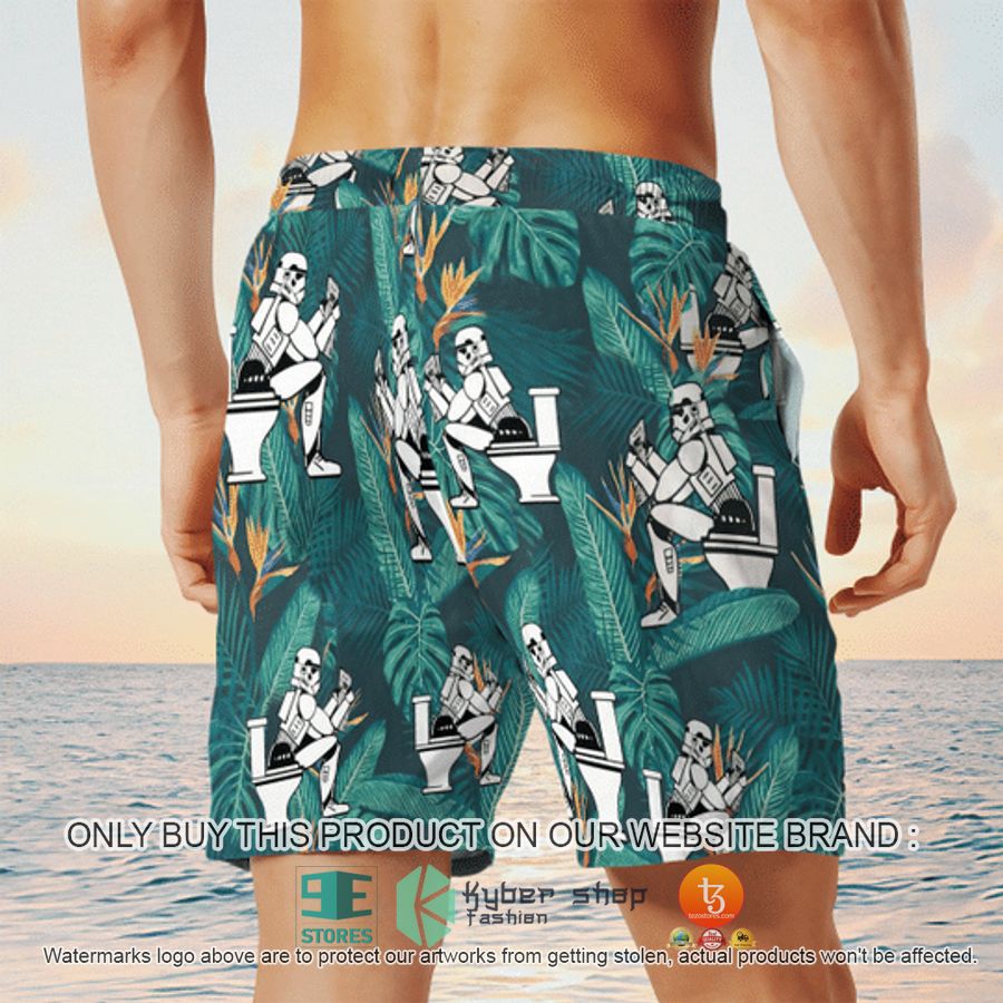 stormtrooper toilet tropical leaves hawaiian shirt shorts 6 28437