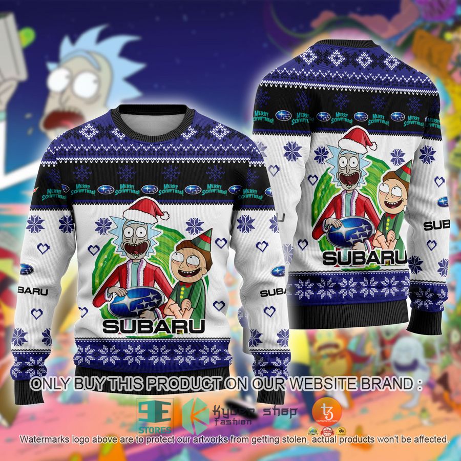 subaru car rick and morty ugly christmas sweater 1 18925