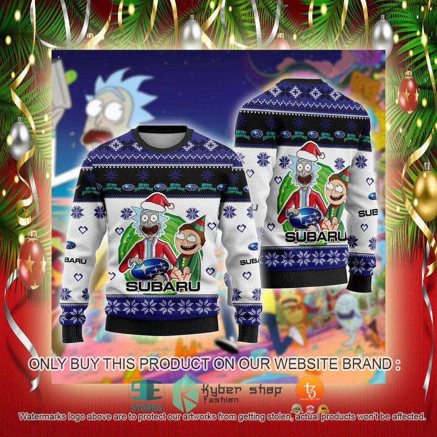 NEW Subaru Car Rick and Morty Sweatshirt 2 subaru car rick and morty ugly christmas sweater 2 80325