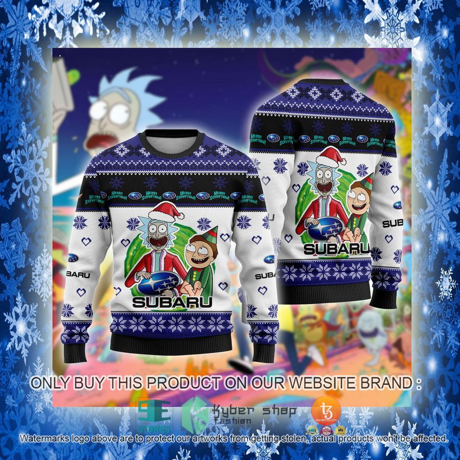 NEW Subaru Car Rick and Morty Sweatshirt 3 subaru car rick and morty ugly christmas sweater 3 350