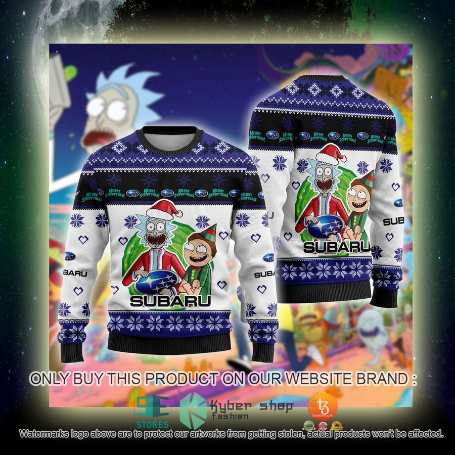 NEW Subaru Car Rick and Morty Sweatshirt 4 subaru car rick and morty ugly christmas sweater 4 75007