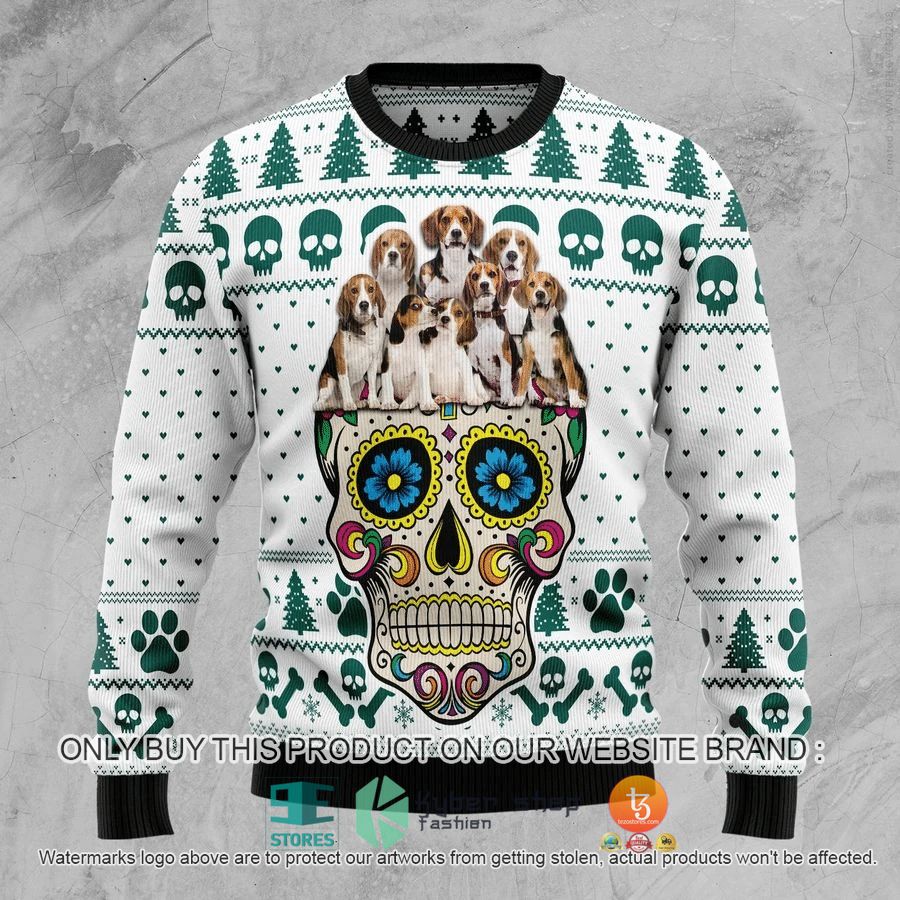 HOT Sugar Skull Beagles Dog Ugly Christmas Sweater 1 sugar skull beagles dog ugly christmas sweater 1 35119