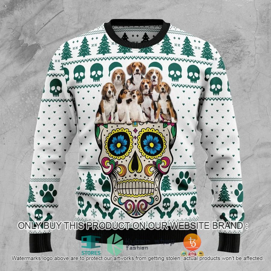 HOT Sugar Skull Beagles Dog Ugly Christmas Sweater 3 sugar skull beagles dog ugly christmas sweater 3 83281