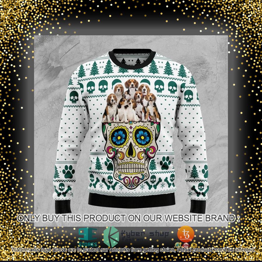 HOT Sugar Skull Beagles Dog Ugly Christmas Sweater 4 sugar skull beagles dog ugly christmas sweater 4 3765