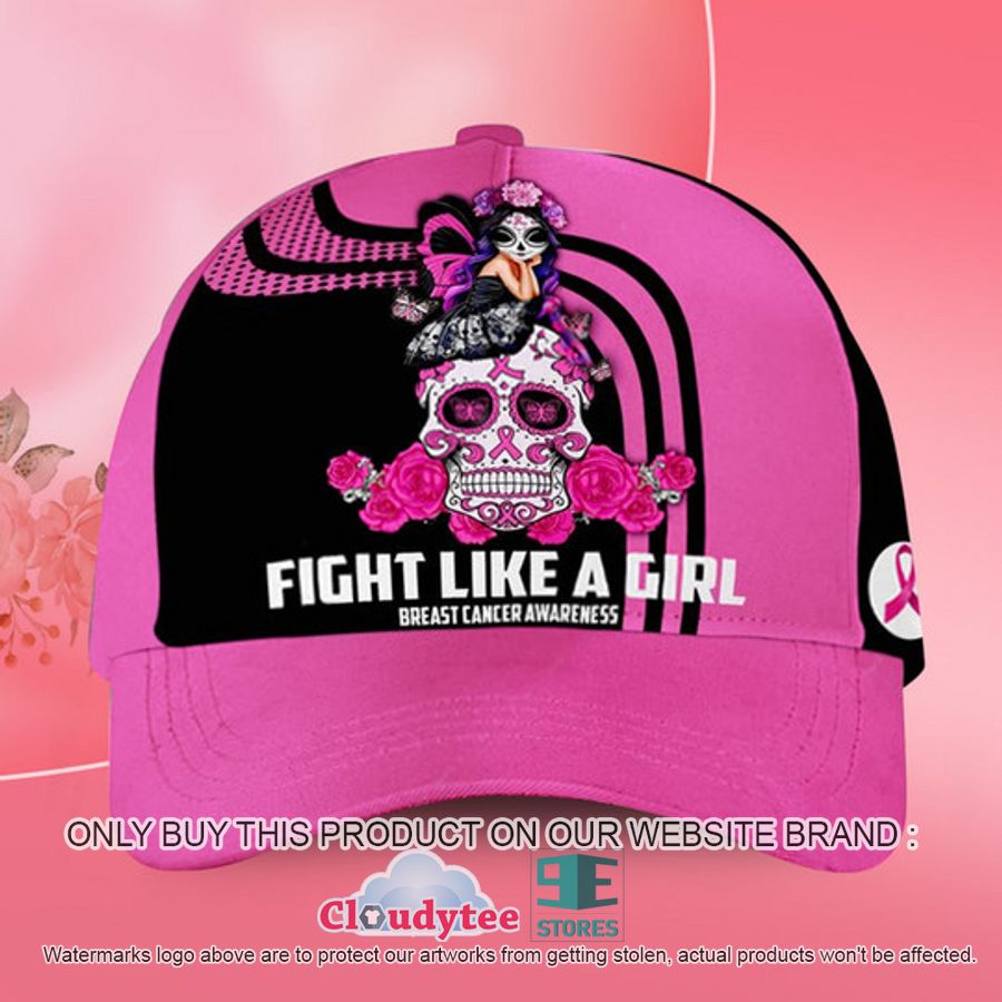 sugar skull fairy breast cancer awareness cap 1 3039