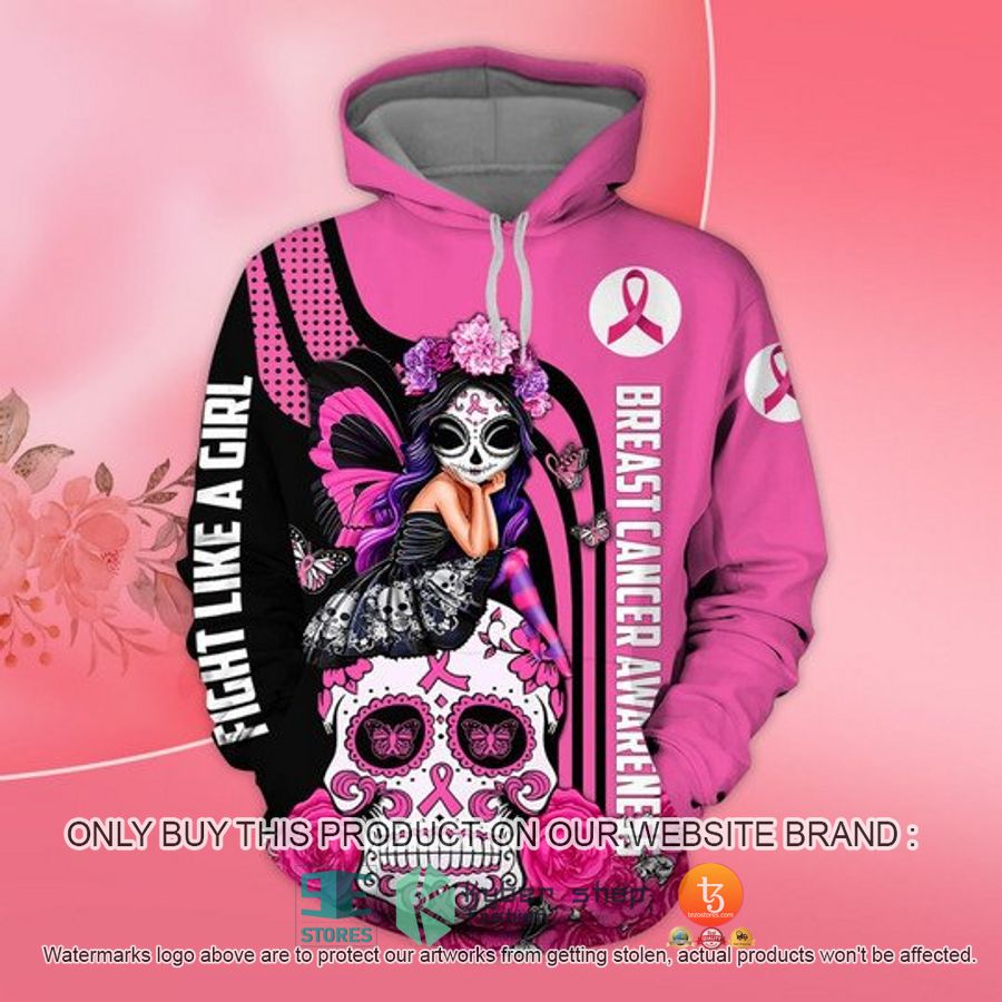 sugar skull fairy breast cancer awareness hoodie 1 68892