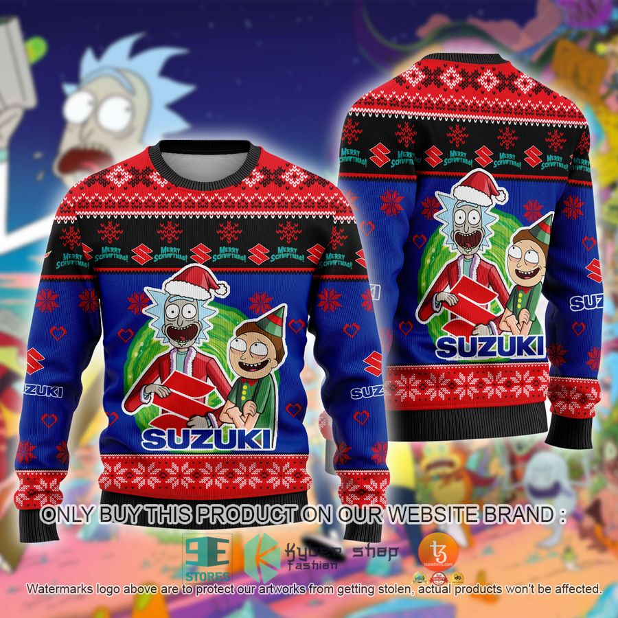 suzuki car rick and morty ugly christmas sweater 1 21529