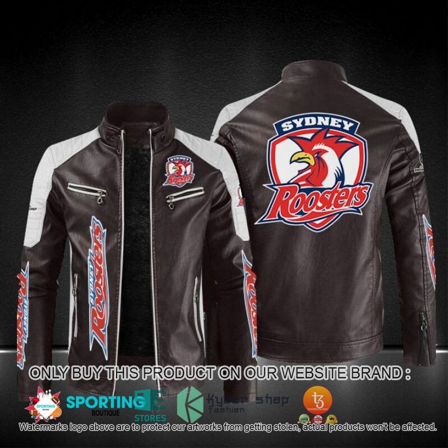 NEW Sydney Roosters NRL Block Leather Jacket 4 sydney roosters block leather jacket 4 96112