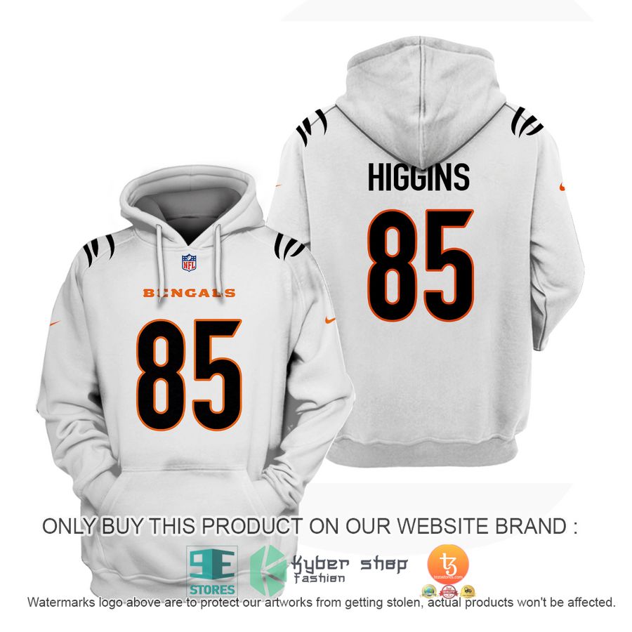 NEW Tee Higgins 85 Cincinnati Bengals White Sweatshirt 1 tee higgins 85 cincinnati bengals white shirt hoodie 1 96707