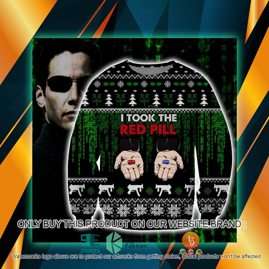 the maxtrix i took the red pill ugly sweater 1 11789
