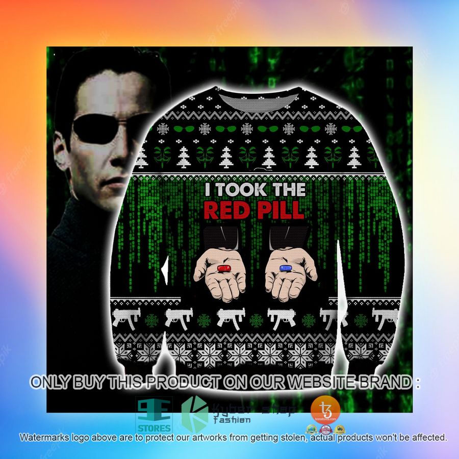 HOT The Maxtrix I took the red pill Ugly Sweater 3 the maxtrix i took the red pill ugly sweater 3 47370