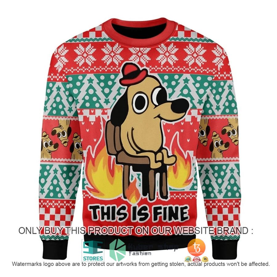 HOT This Is Fine Meme Ugly Christmas Sweater 17 this is fine meme ugly christmas sweater 1 57682