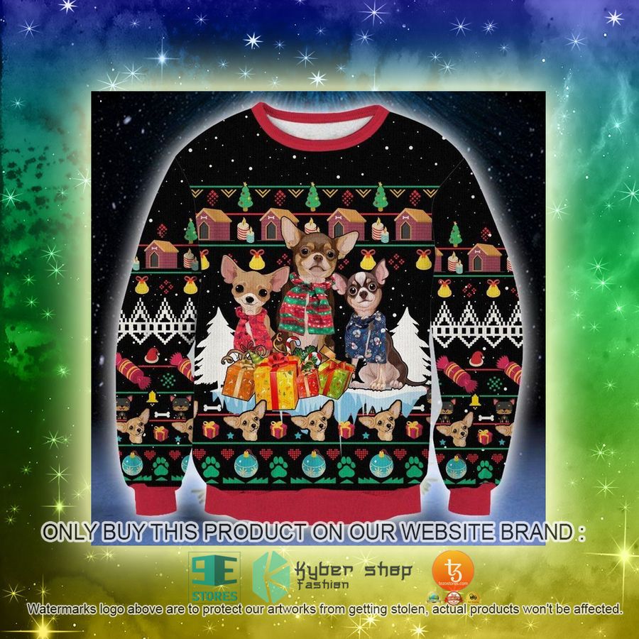 NEW Three Chihuahua Christmas gifts Sweatshirt, Sweater 3 three chihuahua christmas gifts ugly sweater 3 72933
