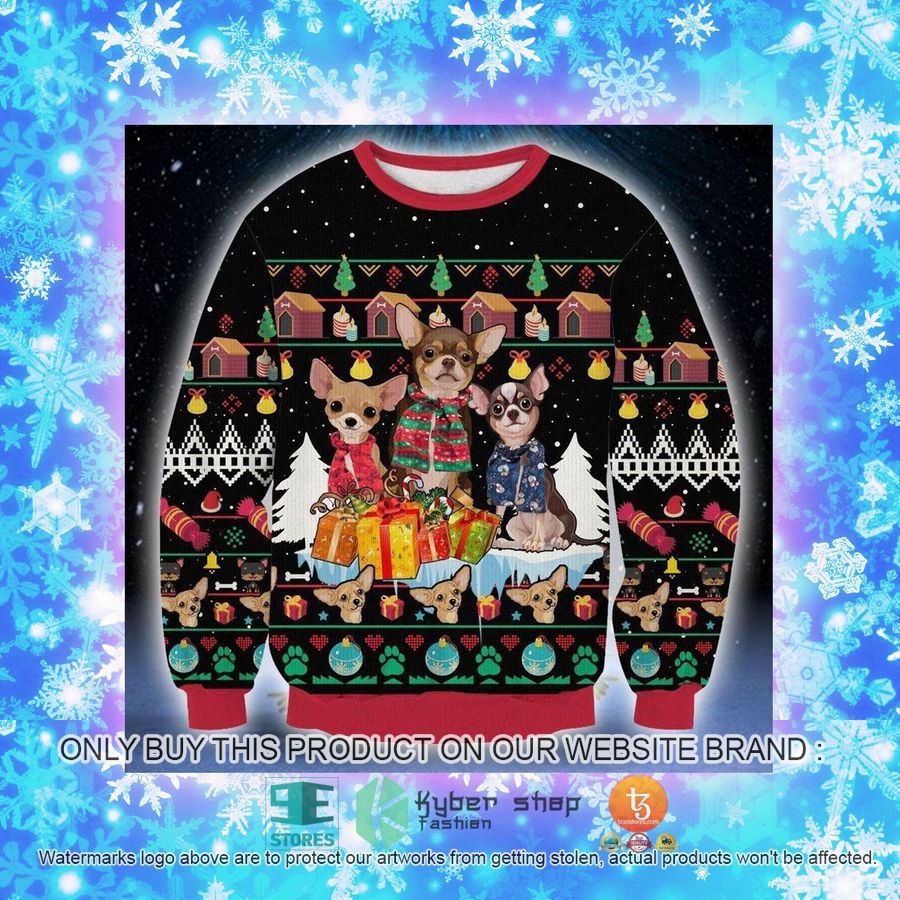 NEW Three Chihuahua Christmas gifts Sweatshirt, Sweater 4 three chihuahua christmas gifts ugly sweater 4 41783