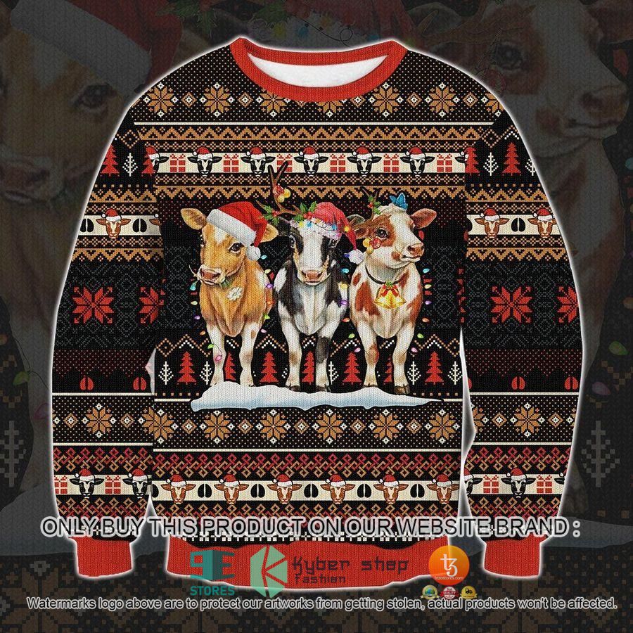 NEW Three Cow Cow Christmas Sweatshirt, Sweater 1 three cow cow christmas ugly sweater 1 66758