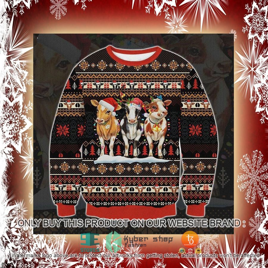 NEW Three Cow Cow Christmas Sweatshirt, Sweater 2 three cow cow christmas ugly sweater 2 23571