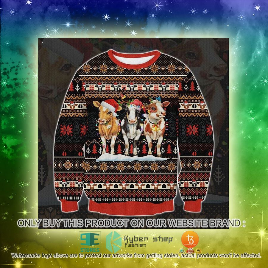NEW Three Cow Cow Christmas Sweatshirt, Sweater 3 three cow cow christmas ugly sweater 3 49070