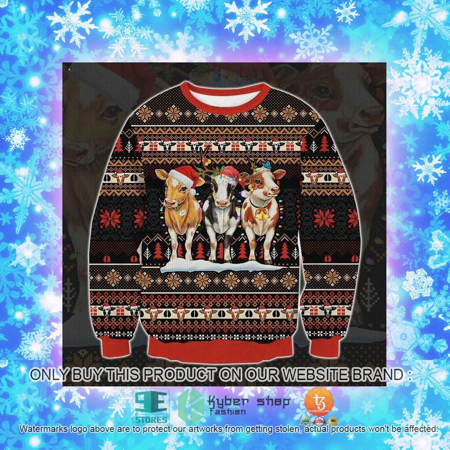 NEW Three Cow Cow Christmas Sweatshirt, Sweater 4 three cow cow christmas ugly sweater 4 15642