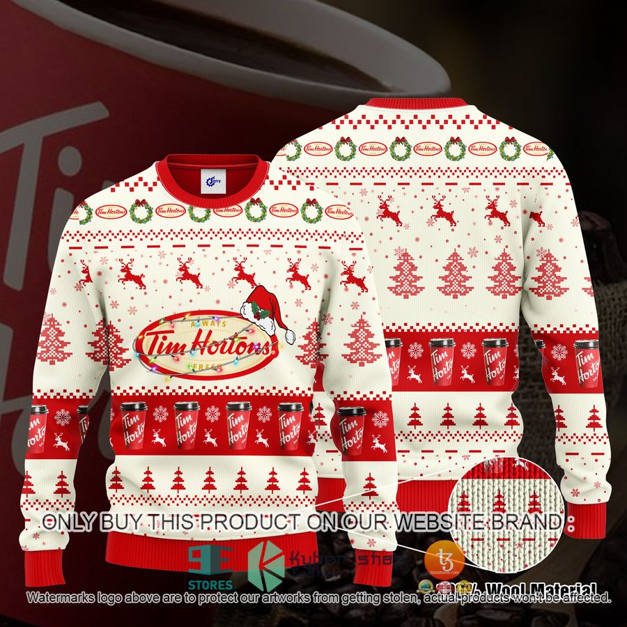tim hortons santa hat christmas ugly christmas sweater 1 31357