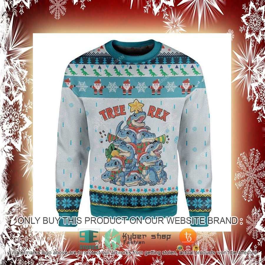 NEW Tree Rex Dinosaur Christmas Tree Sweatshirt, Sweater 2 tree rex dinosaur christmas tree ugly sweater 2 1093