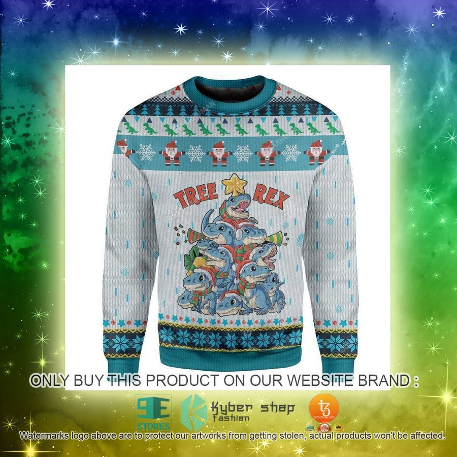 NEW Tree Rex Dinosaur Christmas Tree Sweatshirt, Sweater 3 tree rex dinosaur christmas tree ugly sweater 3 97507