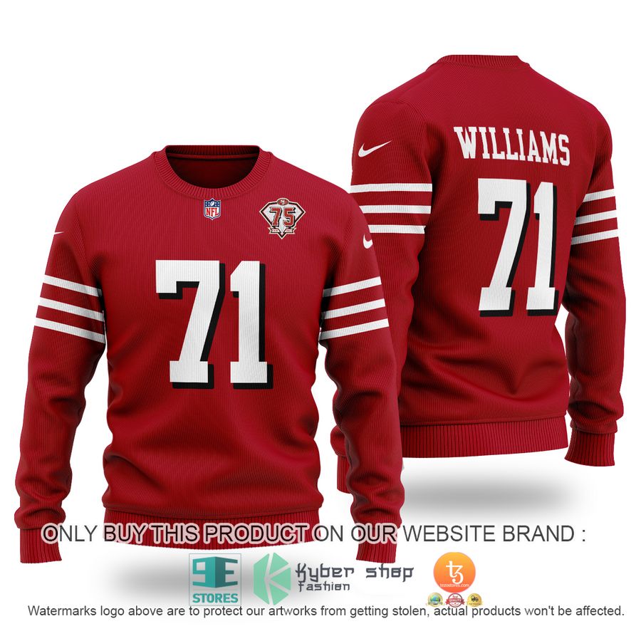 NEW Trent Williams 71 San Francisco 49ers red Sweater 3 trent williams 71 san francisco 49ers red sweater 1 68895