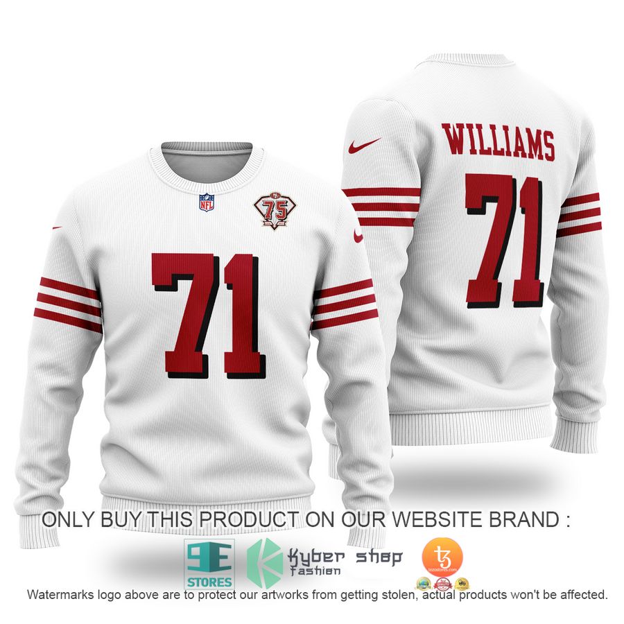 NEW Trent Williams 71 San Francisco 49ers white Sweater 2 trent williams 71 san francisco 49ers white sweater 1 81045