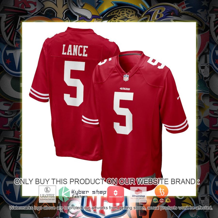 trey lance san francisco 49ers nike youth scarlet football jersey 1 64399