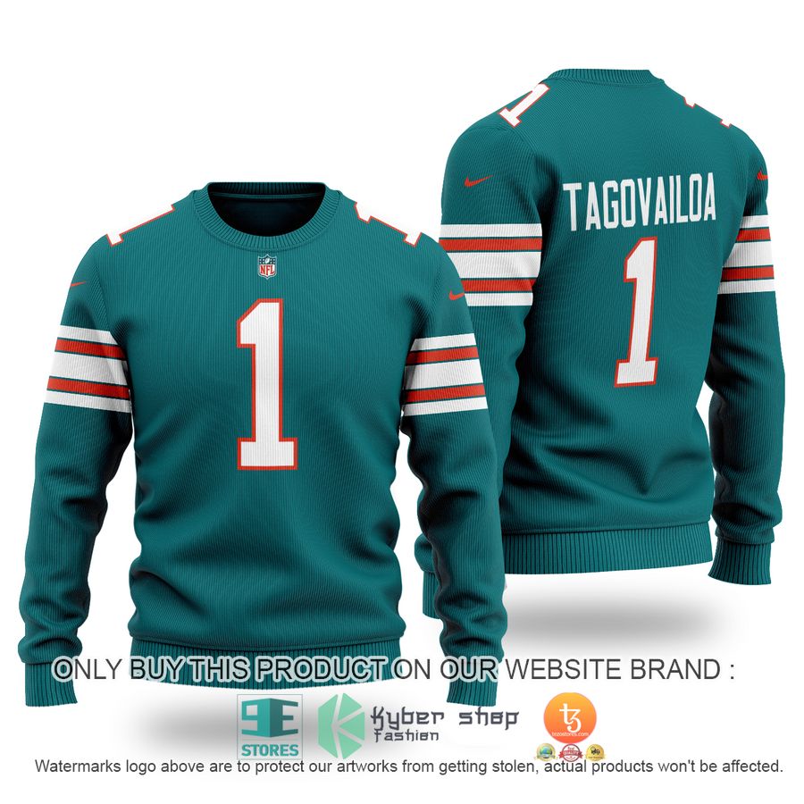tua tagovailoa 1 miami dolphins green sweater 1 61913