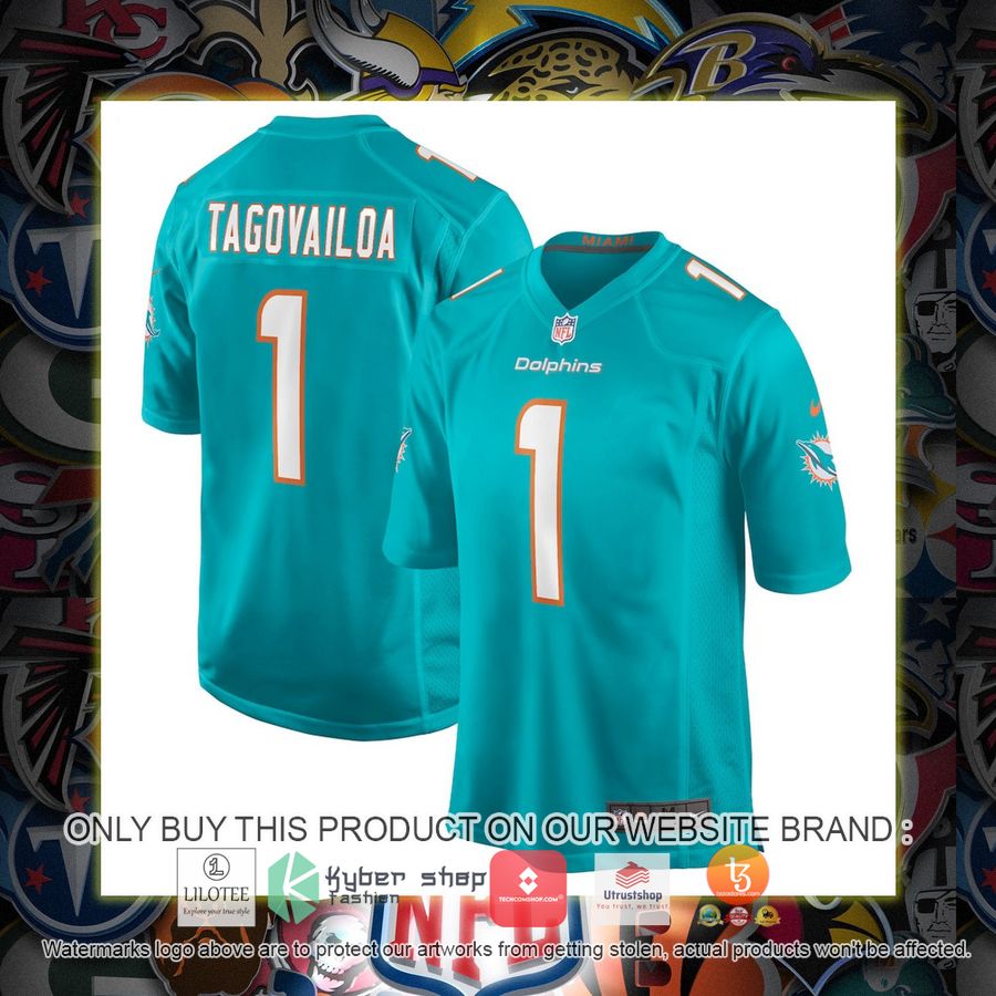 HOT Tua Tagovailoa Miami Dolphins Nike Aqua Football Jersey Shirt 1 tua tagovailoa miami dolphins nike aqua football jersey 1 27546