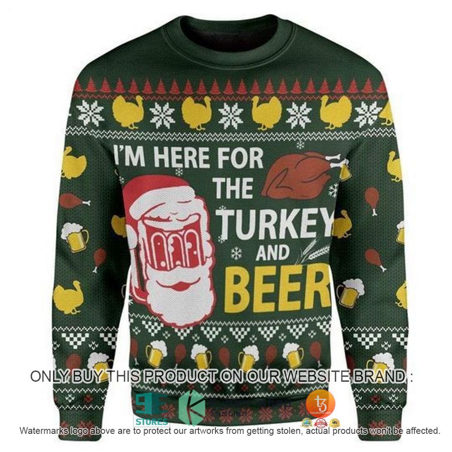 HOT Turkey And Beer Ugly Christmas Sweater 3 turkey and beer ugly christmas sweater 3 36067