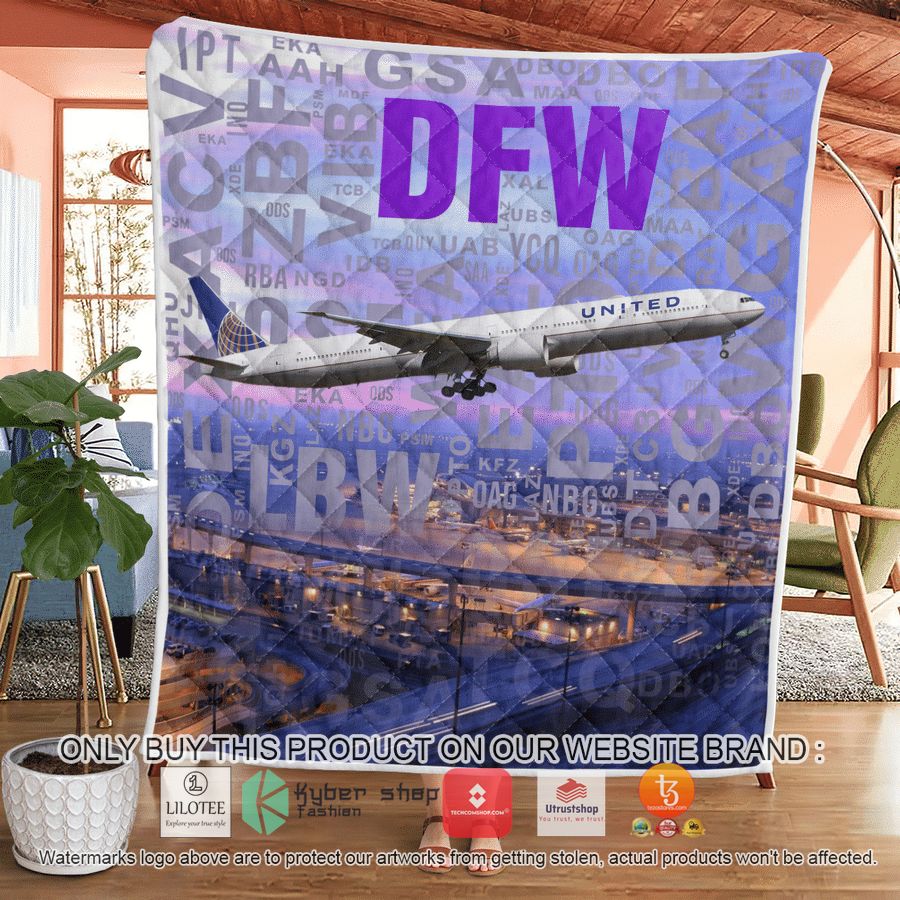 HOT United Airlines Boeing 777-322ER With Airport Codes At Dallas- Fort Worth International Airport Quilt 7 united airlines boeing 777 322er with airport codes at dallas fort worth international airport quilt blanket 7 71501