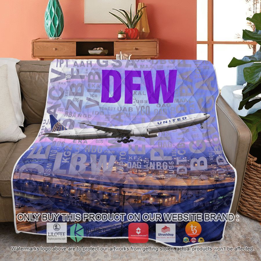 HOT United Airlines Boeing 777-322ER With Airport Codes At Dallas- Fort Worth International Airport Quilt 9 united airlines boeing 777 322er with airport codes at dallas fort worth international airport quilt blanket 9 51320