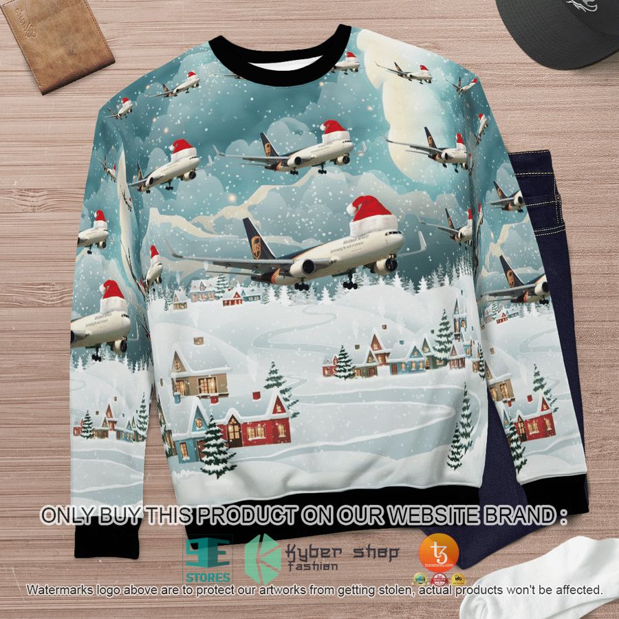 NEW UPS Boeing 767-300F ER Christmas Sweatshirt 12 ups boeing 767 300f er christmas sweater sweatshirt 12 65376