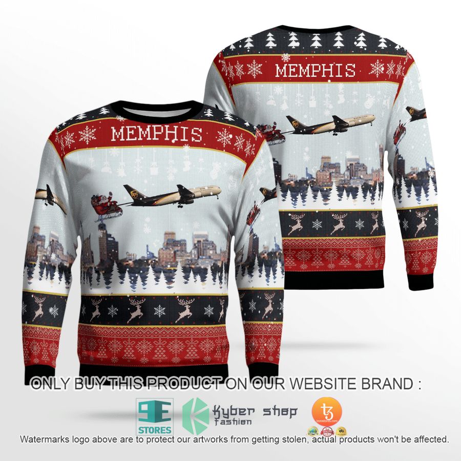 ups boeing 767 300f er with santa over memphis sweater sweatshirt 1 79916