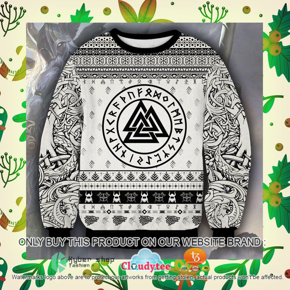 viking black and white pattern christmas sweater 1 66543