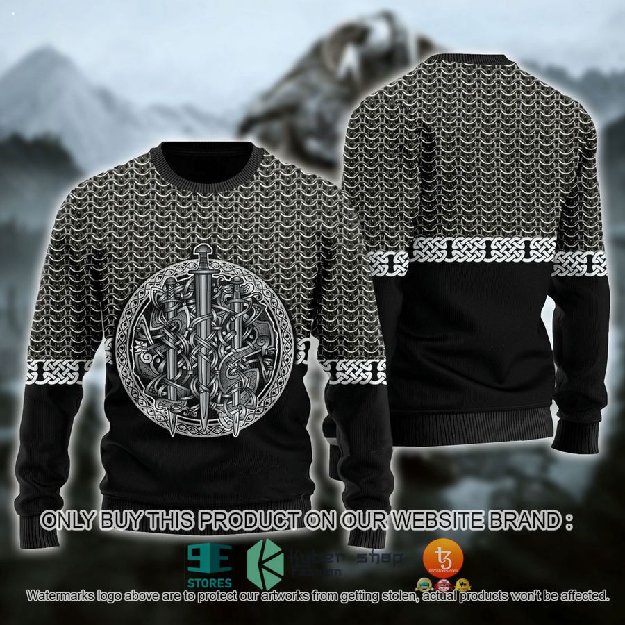 HOT Viking Sword Black Ugly Christmas Sweater 4 viking sword black ugly christmas sweater 4 42826