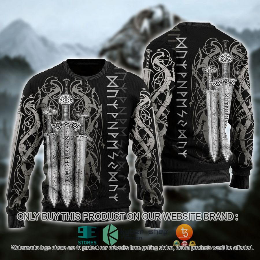 NEW Viking Sword black Sweatshirt, Sweater 1 viking sword black ugly sweater 1 16435